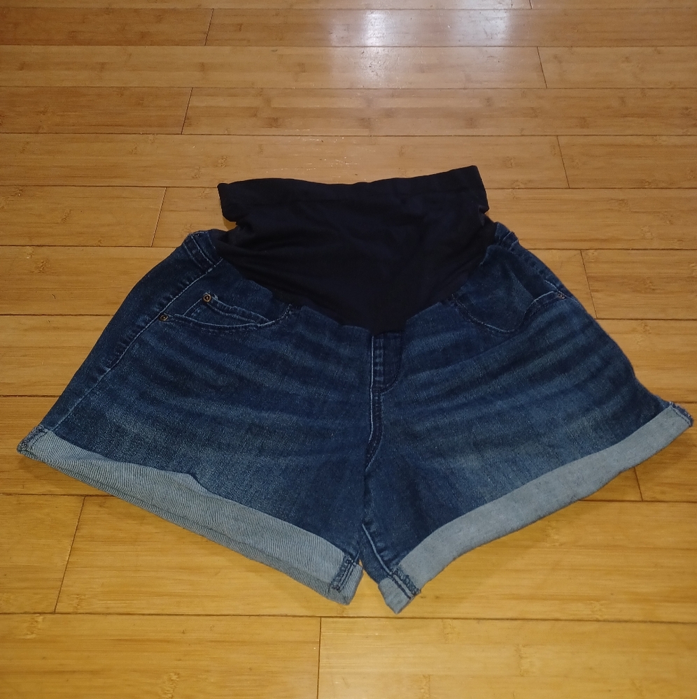 a:glow Maternity Denim Blue and Black Women's Shorts